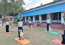 एनडीए कॅडेट्स, लष्करी कर्मचारी आणि त्यांचे कुटुंबीय आणि लष्कराचे कुत्रे पुण्यात आंतरराष्ट्रीय योग दिन साजरा करतात
